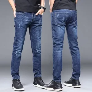 Jeans casual a gamba stretta moda uomo di marca di alta qualità Pantaloni skinny vintage di base Nuovi pantaloni in denim esterni a gamba dritta maschile 1