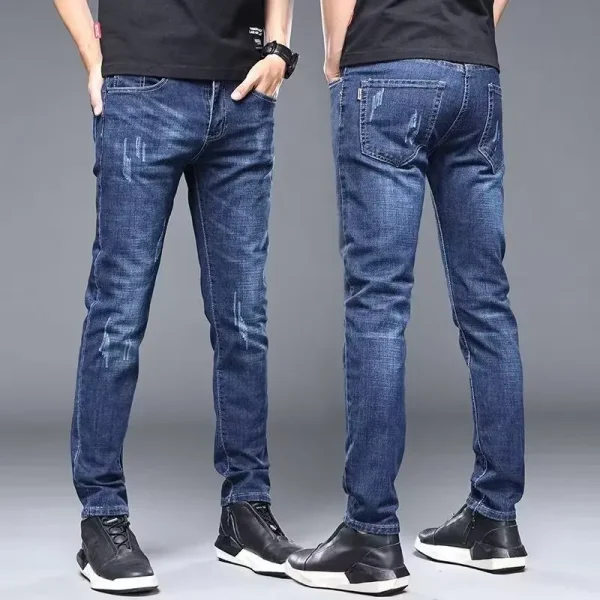 Jeans casual a gamba stretta moda uomo di marca di alta qualità Pantaloni skinny vintage di base Nuovi pantaloni in denim esterni a gamba dritta maschile 1