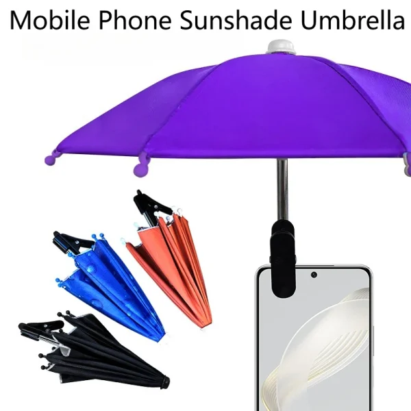 1 pezzo, parasole per telefono cellulare con clip piccola, adatto per spiaggia, fotografia e video, supporto per telefono cellulare per auto 1