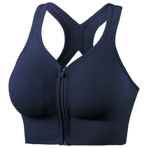 CZGUKE Reggiseno sportivo da corsa Fitness Cerniera frontale Intimo da donna Shockp tetto Top Reggiseno Reggiseno yoga traspirante senza cuciture 4