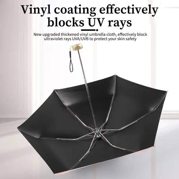 Mini ombrellone da viaggio, piccolo ombrellone per borsetta con custodia per sole e pioggia, ombrellone con protezione UV leggero 4