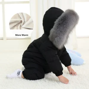 -30 gradi russo inverno bambini tuta vera pelliccia di volpe più velluto tuta per bambini 1-4 anni neonato pagliaccetto tuta da neve 1