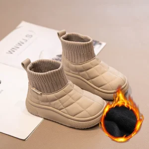 Stivali invernali per bambini scarpe alla caviglia moda invernale stivali da neve per bambini Unisex scarpe da bambino calde in peluche Casual per neonate impermeabili 1