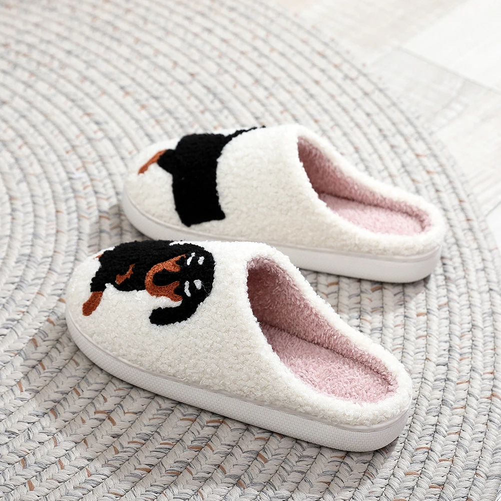 Pantofole in peluche bassotto pantofole a punta chiusa antiscivolo calde scarpe da casa Slip-on pantofole termiche piatte per camera da letto interna all'aperto 5
