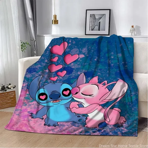 Coperta Disney Cartoon Stitch, soffice coperta in pile di flanella per camera da letto, divano letto, picnic, viaggio, ufficio, coperta per bambini 5