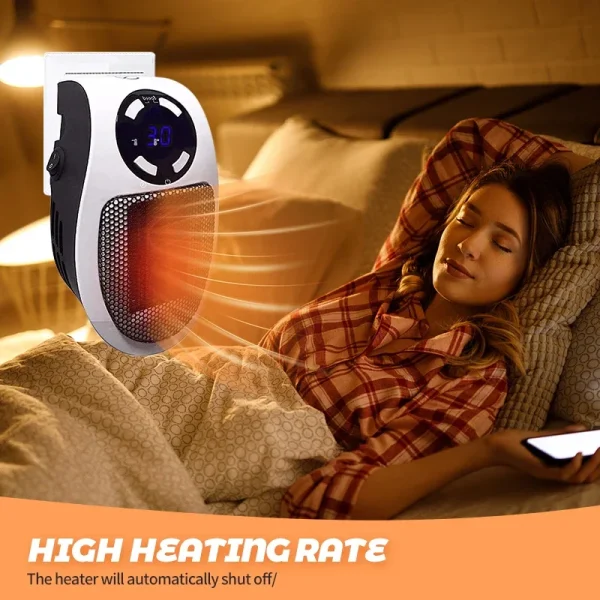 Riscaldatore portatile Riscaldatore elettrico Plug-in Riscaldatore per ambienti Elettrodomestico Forno di riscaldamento Mini radiatore Riscaldamento remoto 500W 3