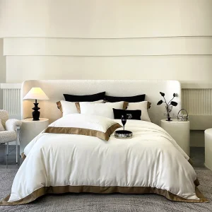 800TC Lyocell Cotone Set di biancheria da letto di lusso Morbido setoso Colore puro Stile hotel Copripiumino Lenzuolo con angoli Federa 4 pezzi 1