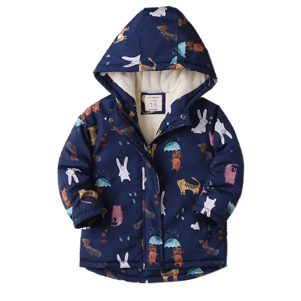 Autunno Inverno Ragazza Giacca Cappotto Cartone Animato Stampato Impermeabile Più Velluto Caldo Capispalla per Ragazza 4-14 Anni Bambini Adolescente Parka 6