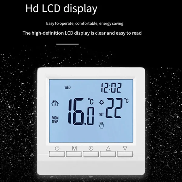 ABXH White Wall Mounted Heating Thermostat For Boilers Weekly Programmable Thermostat 1