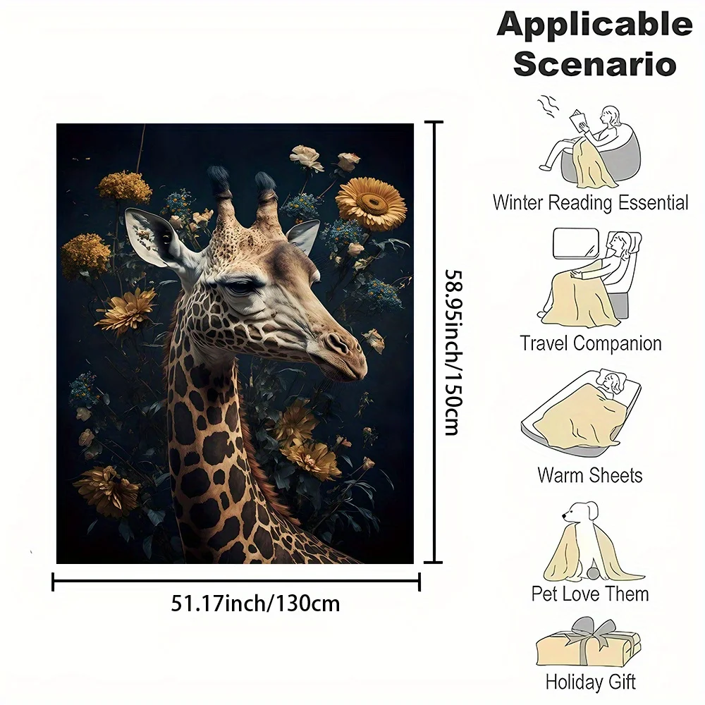 Morbida e accogliente coperta in flanella con stampa giraffa: versatile per letto, divano, campeggio | Facile da pulire, lavabile in lavatrice | Dimensioni multiple 5
