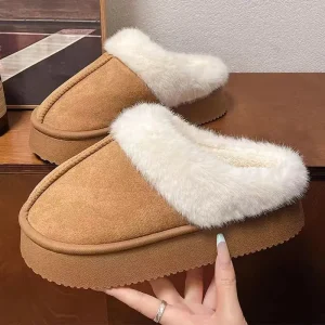 Pantofole soffici invernali da donna Pantofole da casa in pelliccia per donna Scarpe da soggiorno pelose con plateau Sandali da pavimento spessi e caldi femminili 1