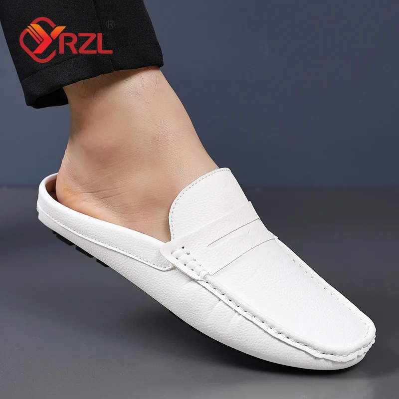 YRZL mocassini estate Slip on mezze scarpe per uomo pantofole in pelle PU Casual traspirante comodi mocassini mocassini scarpe Casual da uomo 6