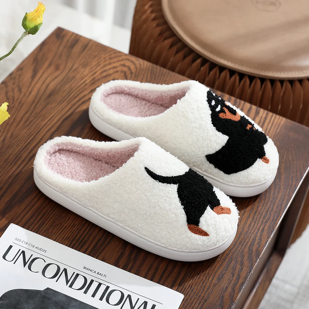 Pantofole in peluche bassotto pantofole a punta chiusa antiscivolo calde scarpe da casa Slip-on pantofole termiche piatte per camera da letto interna all'aperto 1