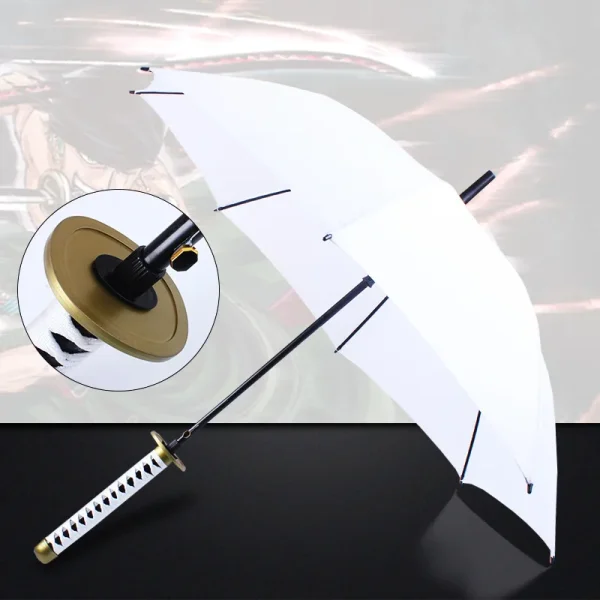 Anime Zoro Katana Ombrello Spada Mano Lunga Ombrellone Nero Roronoa Zoro Coltello Dimensioni Reali Giapponese Katana Sabre Ombrello Raincoa 6