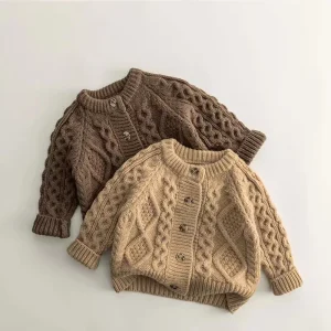 La nuova versione coreana da 0-6 anni di abbigliamento per bambini maglione cardigan lavorato a maglia ragazza calore a maniche lunghe e giacca calda spessa 1