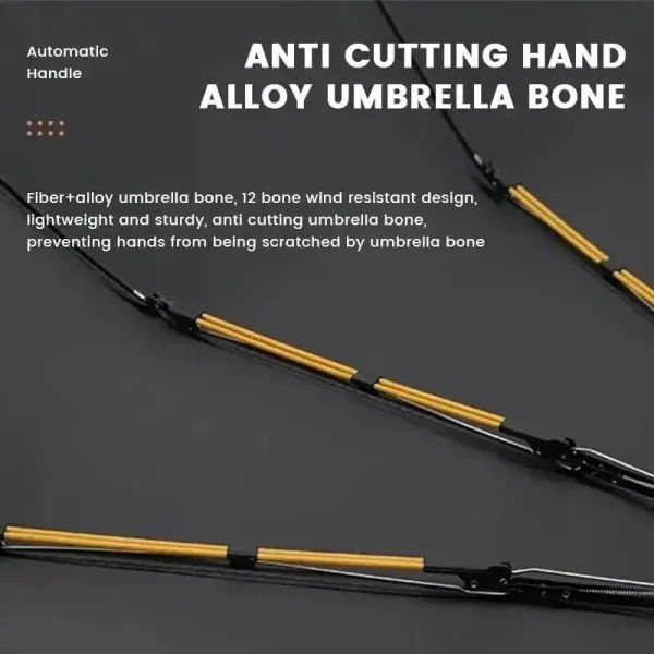 Ombrello da pioggia pieghevole automatico con colla nera da 1 pezzo, rinforzo e ispessimento per ombrellone di protezione dal sole e dalla pioggia 4