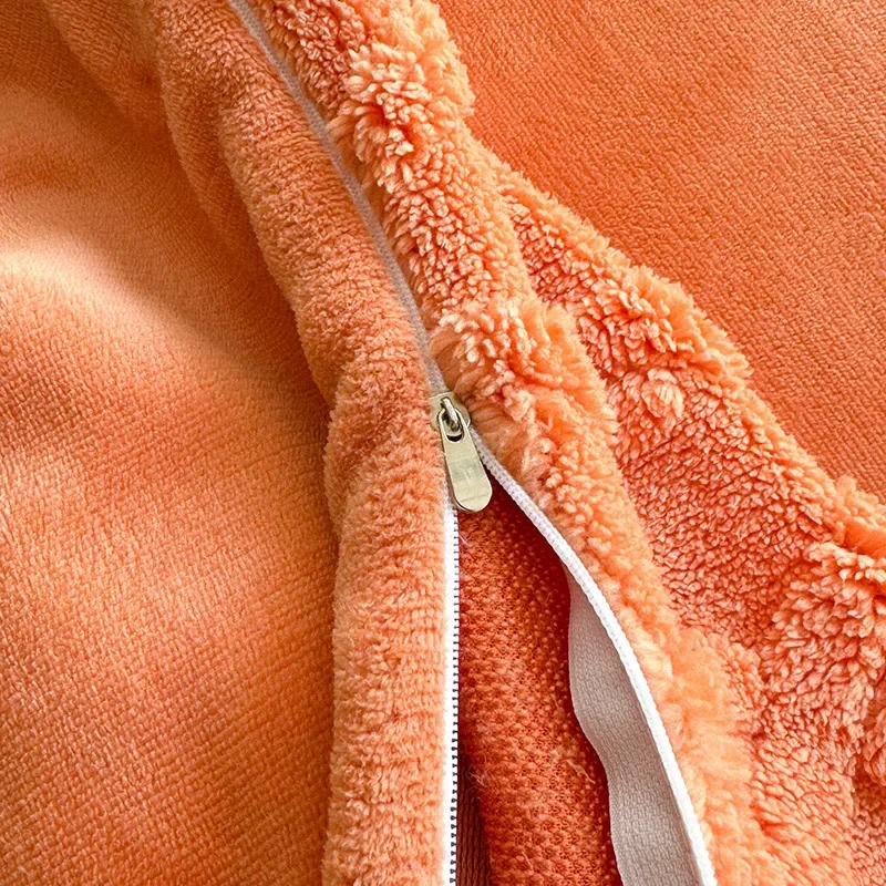 Tafuru Set trapunta singola in pile di latte Autunno/inverno Copripiumino in tinta unita caldo addensato 200x230 220x240 Biancheria da letto per doppio uso 6