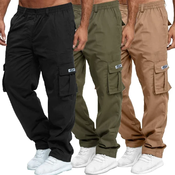 Pantaloni cargo da uomo Pantaloni sportivi Pantaloni lunghi dritti larghi da esterno Pantaloni maschili da lavoro durevoli multitasche casual estivi 1