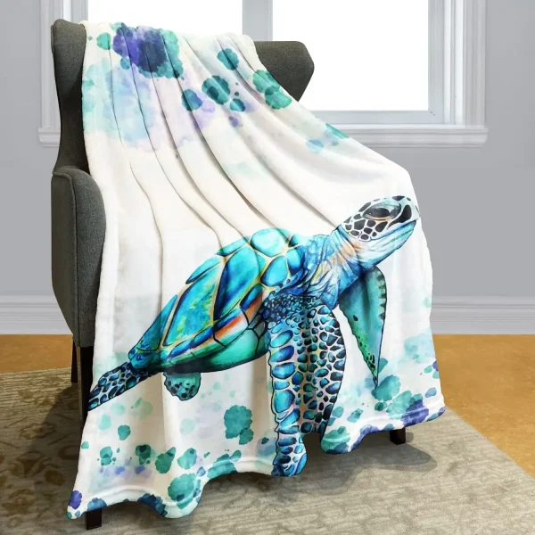 Coperte da letto in pile di flanella coperta leggera e accogliente per divano divano camera da letto adulti Teen Sea Turtle Ocean Animal Landscape 3