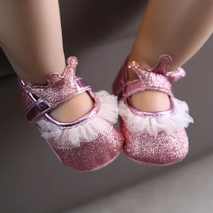 2023 moda estiva neonato scarpe da bambino rosa scarpe con fondo in tessuto antiscivolo ragazza elegante traspirante per il tempo libero scarpe da prima camminata per bambini 1