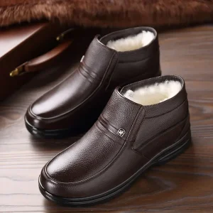 Stivali da uomo in vera pelle Stivaletti super caldi da uomo stivali da neve in lana scarpe eleganti scarpe invernali da uomo scarpe casual 2024 1