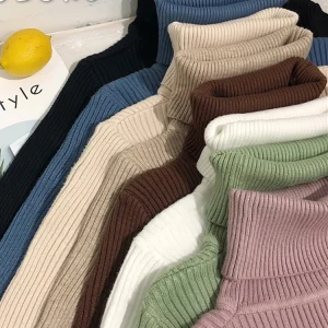 Maglione a collo alto Donna 2025 Autunno Inverno Top Coreano Slim Donna Pullover Maglione lavorato a maglia Pull Femme Hiver Truien 1