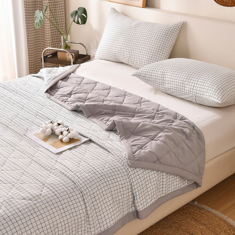 Piumino estivo sottile stile scozzese Copriletto trapuntato Coperta morbida Trapunta fresca Piumino singolo/doppio/queen size 이불 (senza federa) 3