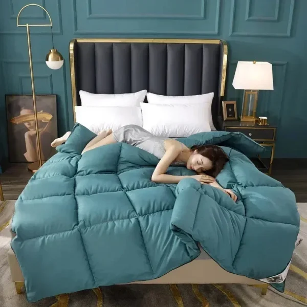 Piumino invernale in piuma d'oca bianca/anatra di alta qualità, piumino invernale, con fodera in cotone, spessa, doppia, completa, Queen, king size 4