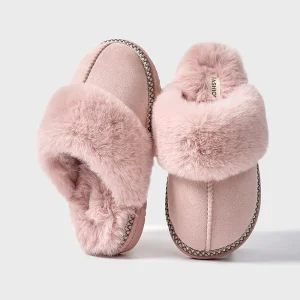 Pantofole in cotone con pelliccia invernale Smile Pop per donna Scivoli da camera morbidi e confortevoli in pelliccia sintetica Scarpe calde in peluche Soffici pantofole da casa 1