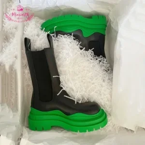 Brand Boots Women Genuine Leater High Boot Fashion Chelsea Boots Lady Autumn Winter High Top Shoes Woman Platform slip on Boots 1