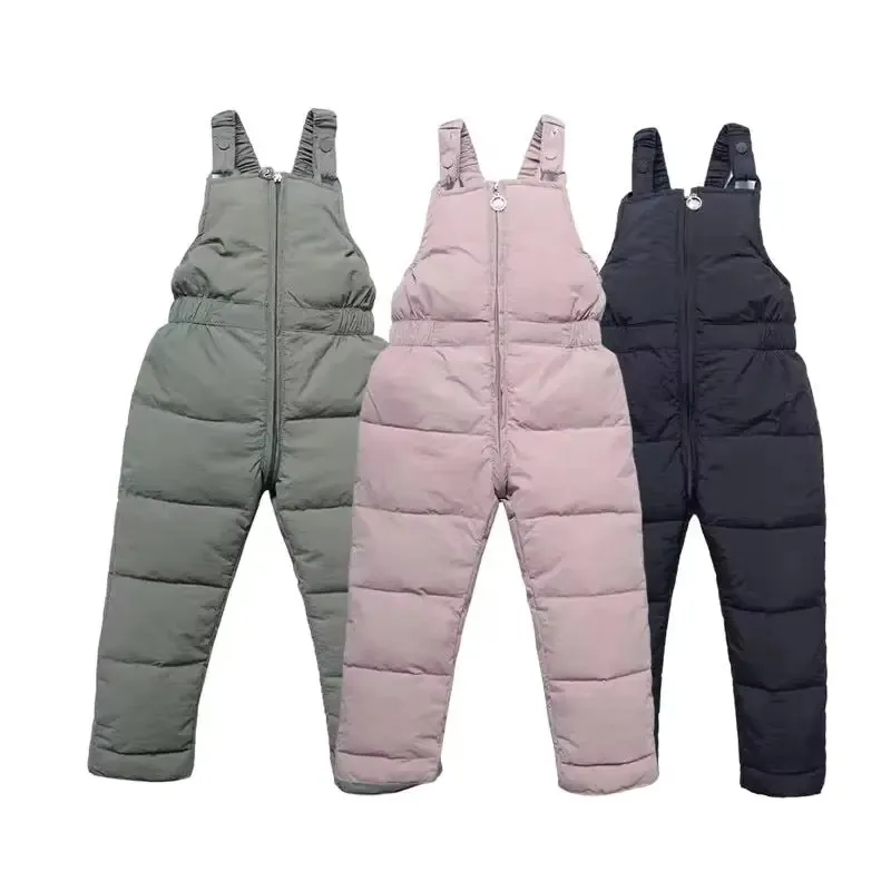 Inverno Bambini Salopette Calda Pantaloni Autunno Ragazze Ragazzi Piumini di Cotone Spessi Bambini di Alta Qualità Antivento Tuta da Neve 1-5Y 1