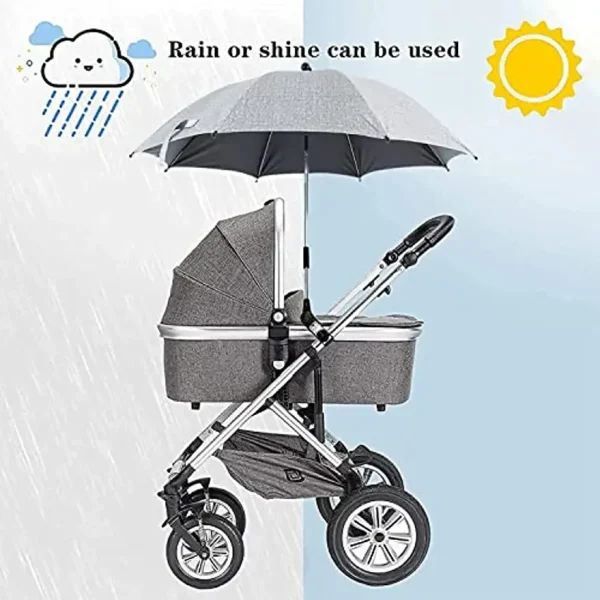 Ombrello per passeggino con morsetto Protezione UV regolabile a 360 gradi Passeggino Ombrello universale parasole per carrozzina per bambini 5