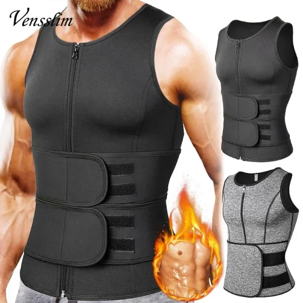 Vensslim Uomo Body Shaper Vita Trainer Gilet Camicia dimagrante Sauna Sudore Compressione Canottiera Shapewear Bruciagrassi Allenamento Top 1