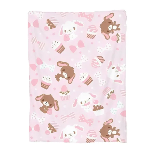 Coperta da tiro in flanella di cartone animato Sugarbunnies per divano, trapunta sottile in peluche super calda 3