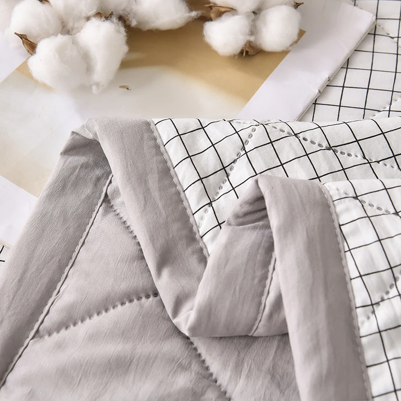 Piumino estivo sottile stile scozzese Copriletto trapuntato Coperta morbida Trapunta fresca Piumino singolo/doppio/queen size 이불 (senza federa) 5