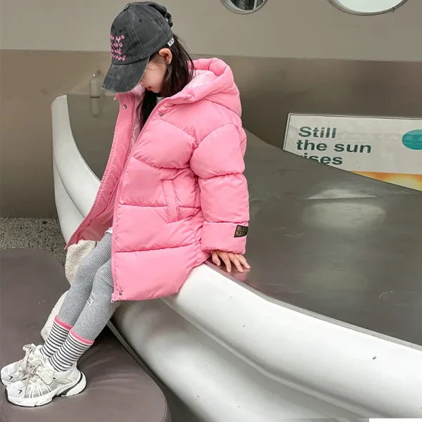 Inverno nuovi bambini medio lungo spesso caldo giacca imbottita ragazzi ragazze bambini medi giacca imbottita con cappuccio ragazzo 3