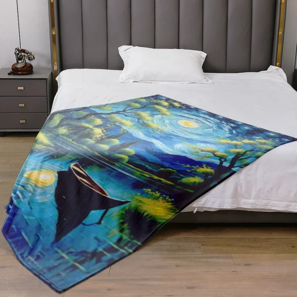 1 pezzo di coperta in peluche ultra bella illuminata al lago, dimensioni grandi e soffici, perfetta per decorazioni per la casa, divani, auto e scene di ufficio 3