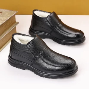 Mocassini in pelliccia invernale Scarpe casual da uomo Mocassini da uomo in vera pelle Piattaforma Scarpe da guida da uomo in peluche alte Slip on calde 1