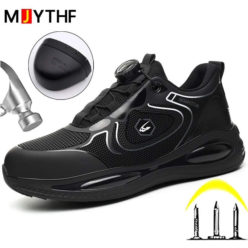 2025 nuove scarpe antinfortunistiche da uomo impermeabili scarpe da ginnastica con punta in acciaio fibbia ruotata stivale di sicurezza da lavoro a prova di foratura scarpa da lavoro con cuscino d'aria da uomo 2