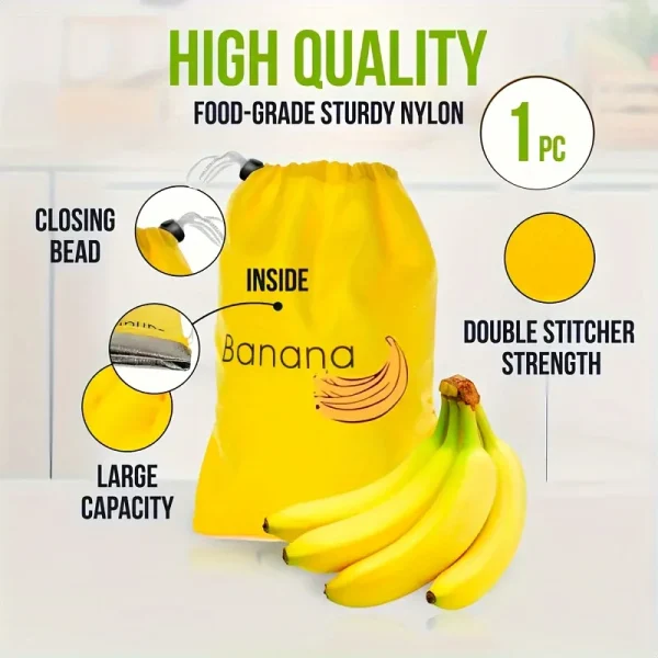 Borsa per la conservazione della banana da 1 pezzo, borsa per la conservazione delle verdure, previene la strappatura, borsa per la freschezza della conservazione della banana, leggera e comoda 5