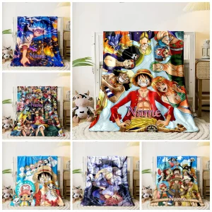 Nome personalizzato Coperta personalizzata One Piece Rufy Cartoon Bambini Coperte morbide e calde Viaggio a casa e coperta comoda 1