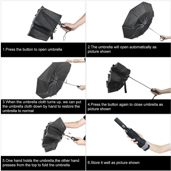 Ombrello automatico pieghevole UV portatile Xiaomi Ombrelli da sole alla moda resistenti al vento e alla pioggia Ombrello inverso Ombrello parasole 6