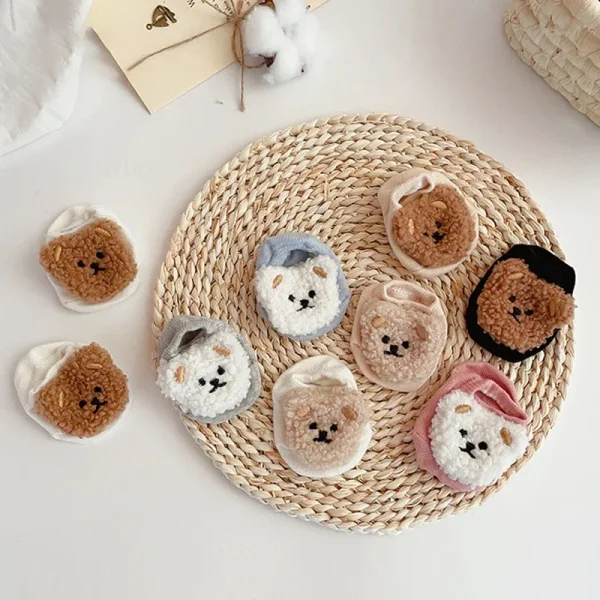 Nuovi bambini Ragazzi Ragazze Calzini corti Neonato Cartone animato Orso Calzino Bambini Morbida barca Socken Carino Infantile Socken Accessori per bambini 2