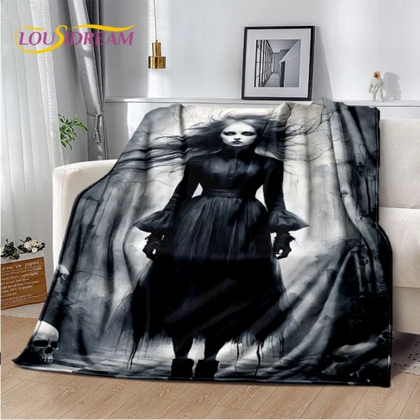 2025 Nuovo personaggio horror gotico Teschio Fantasma Coperta morbida, Coperta morbida per la casa Camera da letto Divano letto Picnic Viaggio Regalo per bambini 3