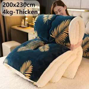 Nuova coperta calda invernale super spessa per letto Coperte ponderate in cashmere di agnello artificiale Trapunta morbida e confortevole 1