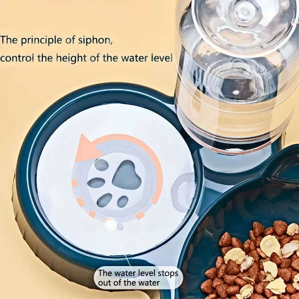 Ciotole per animali domestici con mangiatoia per l'acqua, Set di ciotole per acqua e cibo inclinate con Design dell'orecchio 3 In 1 con bottiglia d'acqua a gravità per la protezione del collo 5