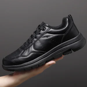 Scarpe da lavoro in pelle da uomo Scarpe mocassino morbide Scarpe casual comode da uomo Sneakers da uomo bianche nere solide autunnali 1