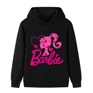 Felpe con cappuccio da esterno per bambini autunno creativo Barbie stampa moda felpe casual di alta qualità alla moda 1