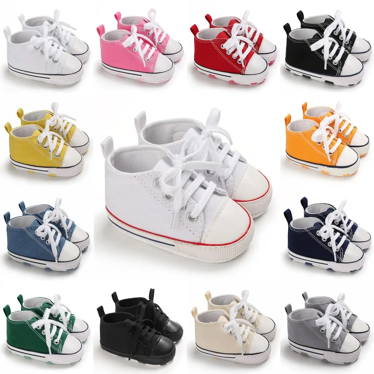 Toddler neonato First Walker Toddler suola morbida scarpe da passeggio antiscivolo scarpe da bambino ragazzi neonate scarpe da ginnastica Casual classiche in tela 2