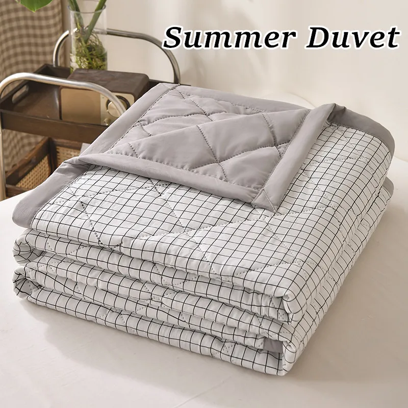 Piumino estivo sottile stile scozzese Copriletto trapuntato Coperta morbida Trapunta fresca Piumino singolo/doppio/queen size 이불 (senza federa) 1